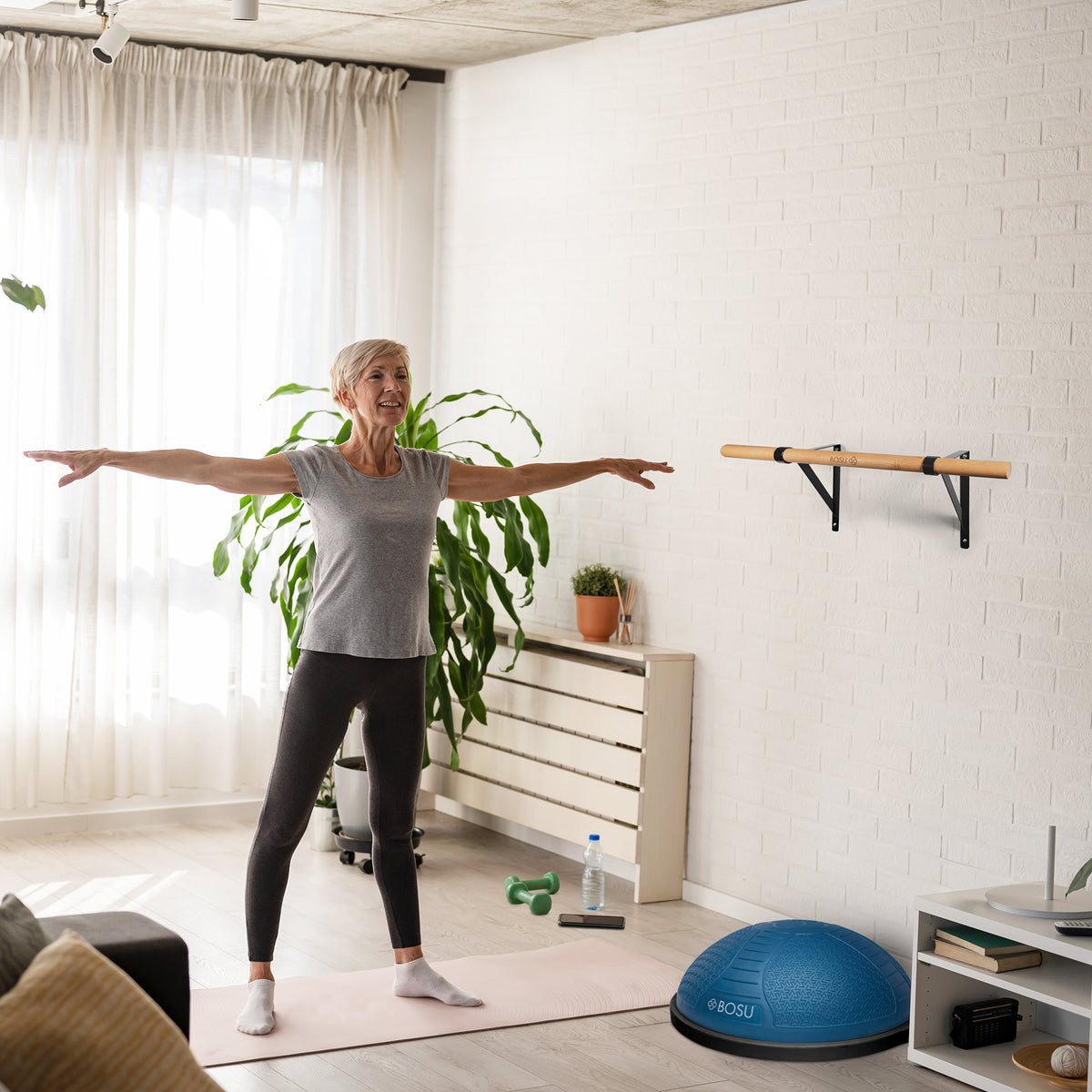 Round Balance Bar Wall Mount Balance Bar – BOSU Balance Bar with Wall Mount